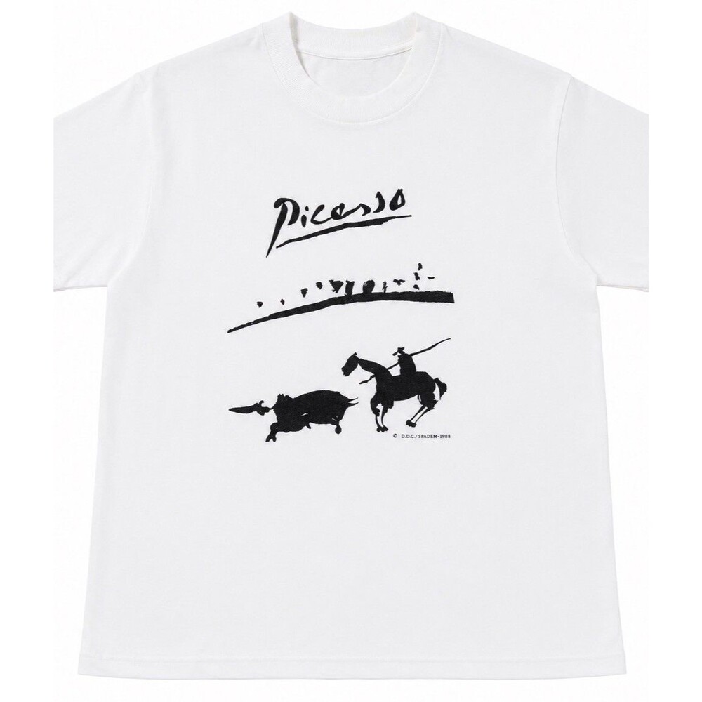 Vtg 90s Picasso Bullfight Graphic T Shirt Men Sz L Off White Abstract Art EVC